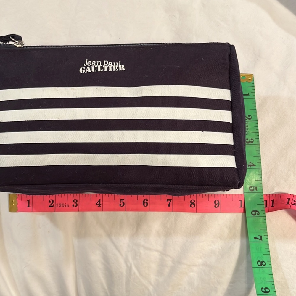 Jean Paul Gaultier toiletries travel bag navy w/white stripes - Picture 8 of 11